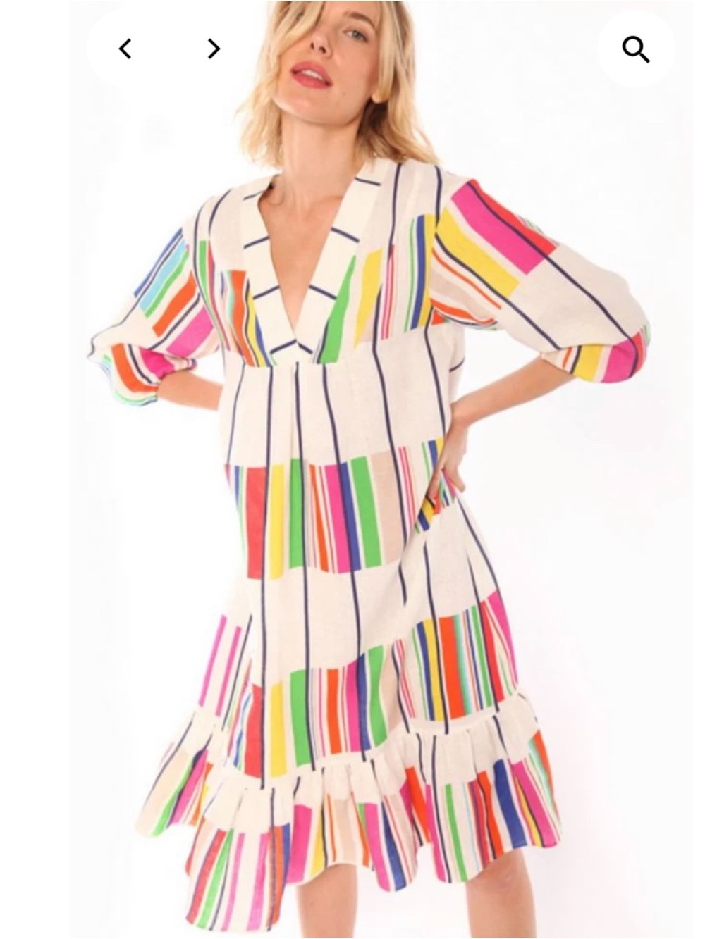 Vilagallo Fabrizia Atrani Linen Colorful Abstract Dress Size 42/US 10 Resortwear